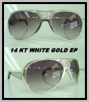 Elvis' EP Zonnebril. Verchroomd montuur. 14Kt. witgouden of in Sterling zilver ''EP''